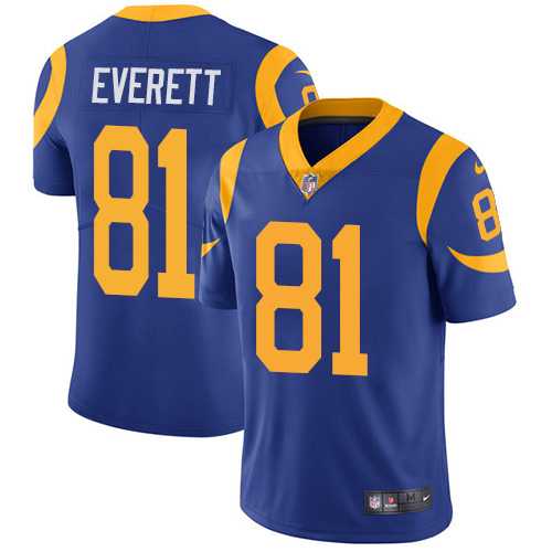 Nike Los Angeles Rams #81 Gerald Everett Royal Blue Alternate NFL Vapor Untouchable Limited Jersey,We sell and wholesale Nike Los Angeles Rams #81 Gerald Everett Royal Blue Alternate NFL Vapor Untouchable Limited Jersey on line form chian!